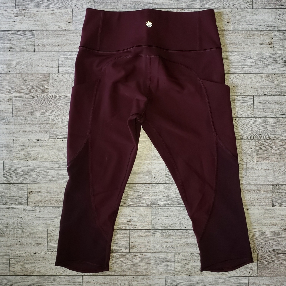 Athleta All in Crop Tight Wine Sz Small Pockets Activewear - Picture 5 of 10